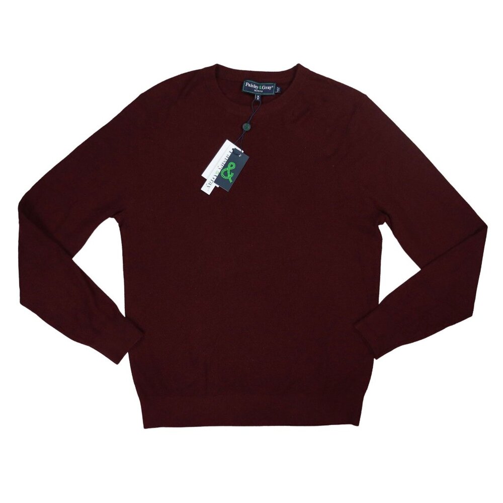 Paisley & Gray Diamond Knit Crew Neck Slim Fit Men's Sweater NWT Cranberry
